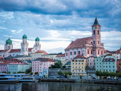 Passau in Germany on the shores of the Danube.