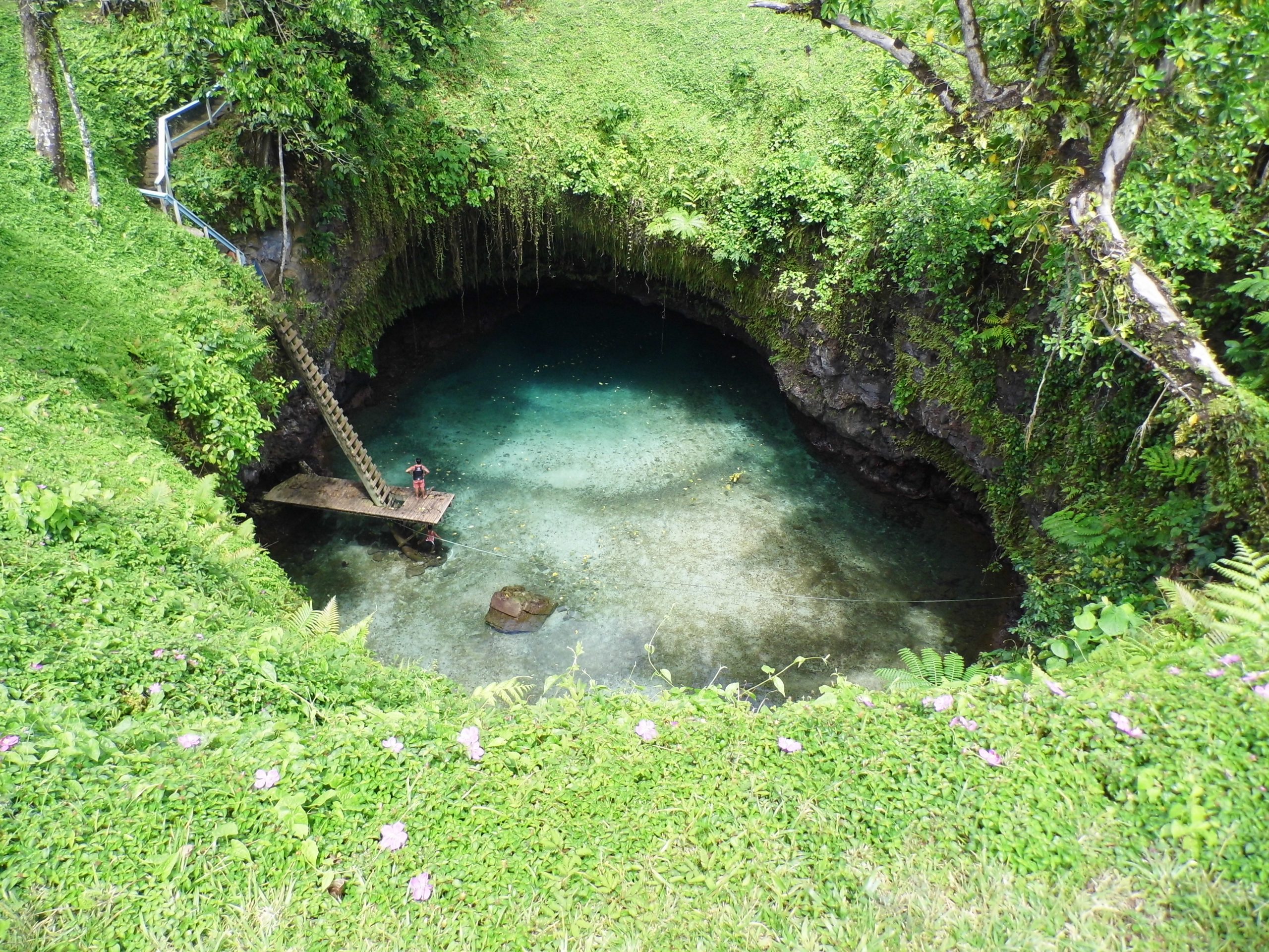 To Sua Ocean Trench in Samoa, a natural pool,