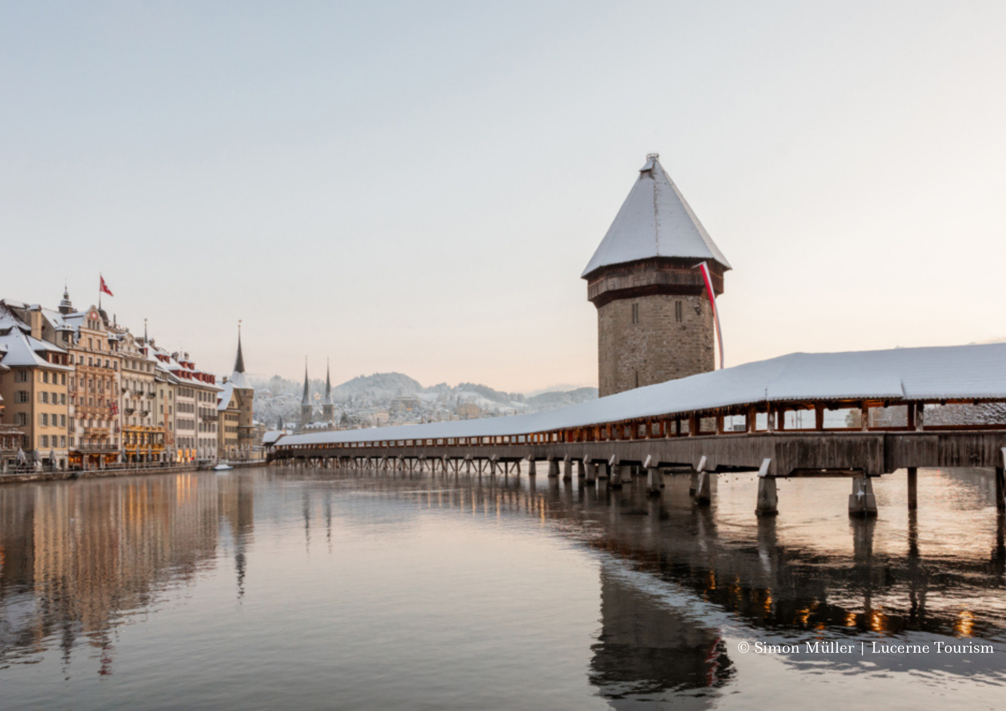 Switzerland Lucerne winter chapel bridge